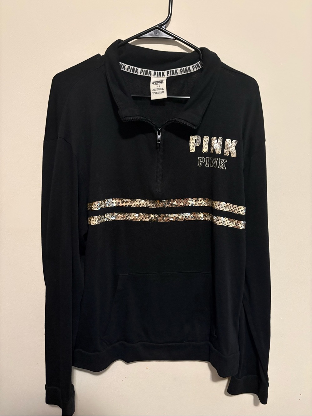 Victoria's Secret PINK Black and Gold Sequin Crewneck